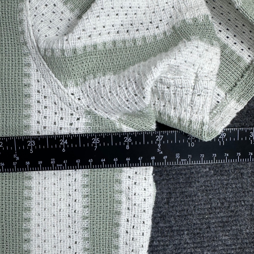 Hollister Button Down Mens XXL 2XL Green Striped Crochet Knit Boxy Fit Shirt - Picture 10 of 13